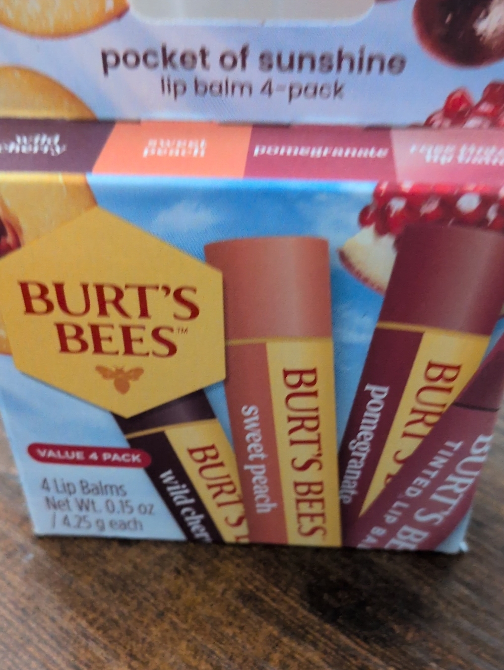 Burt's Bees Tinted Lip Balm 4-Pack - Peach, Pomegranate, Cherry, Rose